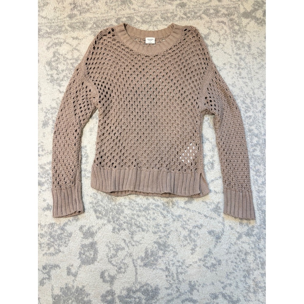 Abercrombie Y2K Taupe Open Knit Fisherman Sweater Layering Top Small